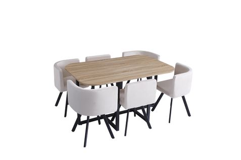 Ensemble Table Et 6 Chaises Vendome Beige Pieds Noirs