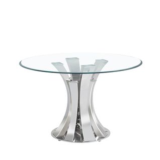 Table à Manger Ronde Judith – Chrome et Verre Trempé – Ø120 Cm