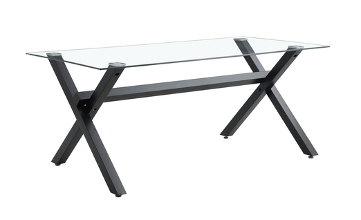 Table De Repas Ixe – 150x90 Cm – Verre Transparent et Structure Métal