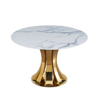 Table à Manger Ronde Judith – 120 Cm – Pied Gold Élégant