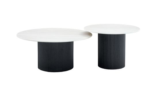 Duo De Tables Basses Gigognes Mina Pieds Noirs 60x45 / 80x38 Cm - Bois Blanc