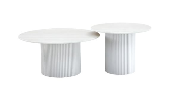 Duo De Tables Basses Gigognes Mina Pieds Blancs 60x45 / 80x38 Cm - Bois Blanc