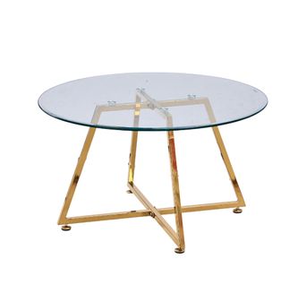 Table Basse Heloise Gold Et Plateau En Verre 80x45 Cm - Transparent