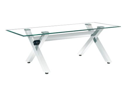 Table Basse Ixe Chrome et Verre Transparent 120x60x45 Cm - Transparent