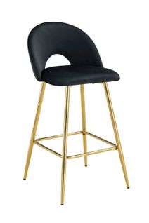 Lot De 2 Tabourets De Bar Teddy Pied Gold Velours