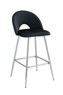 Lot De 2 Tabourets De Bar Teddy Pied Chrome Velours