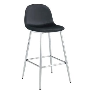 Lot De 2 Tabourets De Bar Scandinave Pied Chrome Velours