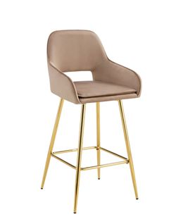 Lot De 2 Tabourets De Bar Athena Pied Gold Velours