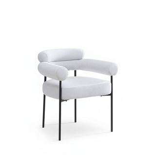 Lot 2 Chaises Salle à Manger Serge Gris Avec Accoudoirs 72x60x77cm Métal Noir