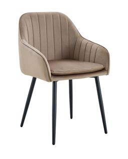 Lot 2 Chaises Salle à Manger Velours Taupe Pieds Métal Noir 45x46x82cm – Pams