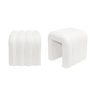 Set De 2 Poufs Contemporains En Tissu Blanc