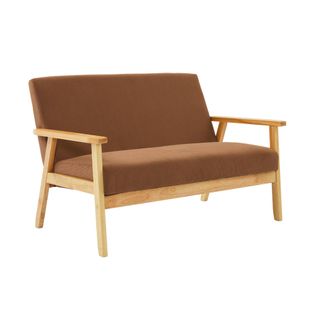 Banquette Canapé 2 Places En Bois Et Tissu Velours Côtelé Coloris Marron. Isak. 114 X 69.5 X 73