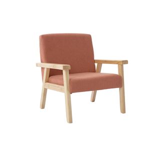 Fauteuil Enfant En Bois Et Velours Côtelé Terracotta. Isak L 47 X P 43.5 X H 50cm