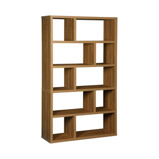 Etagère Bibliothèque Asymétrique 5 Niveaux 10 Compartiments. Casiers. Effet Bois De Manguier. L