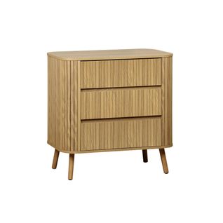 Commode 3 Tiroirs. Décor Strié Naturel. L 80x P 45  H 80cm