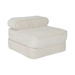 Fauteuil Enfant En Velours Côtelé Dépliable. Couleur Crème. L 66 X P 62 X H 43.5 Cm