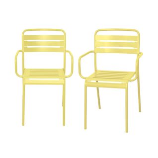 Lot De 2 Fauteuils De Jardin Acier. 2 Places. Jaune. Amelia. L50.4 X P53 X H79.5cm