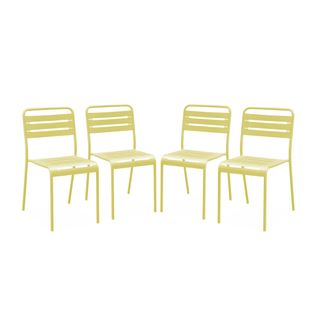 Lot De 4 Chaises De Jardin Acier. 4 Places. Jaune. Amelia. L44 X P52 X H79cm