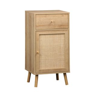 Meuble Salle De Bain Décor Bois Et Cannage Bohème 1 Tiroir 1 Étagère 45 X 36 X 90 Cm Naturel