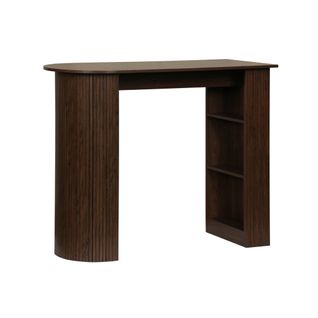 Table Bar. Table Haute De Cuisine Table D'appoint Décor Bois Avec Rangements. 3 Étagères. 120 X 55