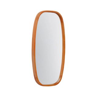 Miroir Rectangulaire Jamie En Bois D'hévéa. Bords Arrondis. Couleur Bois Clair. 80 Cm