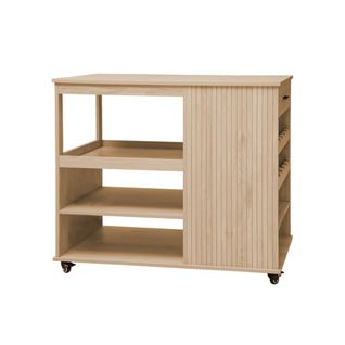 Desserte De Cuisine Naturelle Avec Range Bouteilles. Batz. 5 Étagères. Avec Roulettes. 100 X 60 X