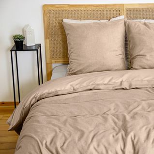 Parure De Lit Espiga Grège 2 Places. Réversible. Bi-matière. 260 X 240 Cm