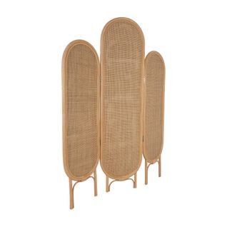 Paravent Pliable Intérieur En Rotin Et Cannage. Bois Naturel. Vintage