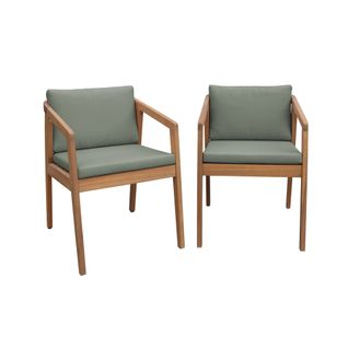 Lot De 2 Fauteuils De Jardin Kaki Zamara En Bois D'acacia. 53 X 62 X 73 Cm