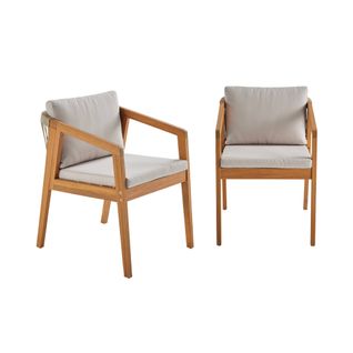 Lot De 2 Fauteuils De Jardin Granada En Bois D'acacia Avec Cordes. 62 X 53 X 72 Cm. Résistant Aux