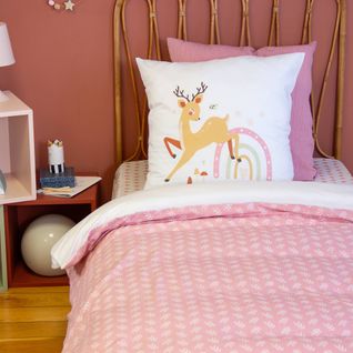 Parure De Lit Réversible Lise 1 Place Imprimé Thème Forêt Enchantée En Microfibre. 140 X 200cm. 1