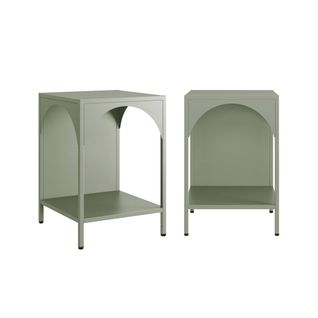 Lot De 2 Tables De Chevet. Tables D'appoint En Acier Style Industriel. Vert. L 35 X L 35 X H 52cm