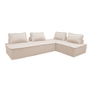 Lot De 2 Chauffeuses Dao 2 Places Pour Canapé Modulable Tissu Capitonné Crème