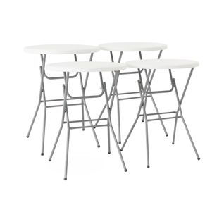 Lot De 4 Tables De Réception. Tables Mange Debout Pliantes Acier Blanc