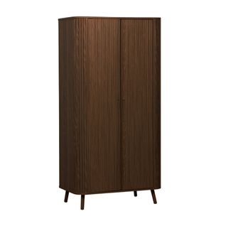 Armoire 2 Portes Décor Bois Rainuré Avec Étagère Et Penderie. L 90 X P 60 X H 180cm