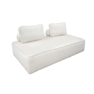 Chauffeuse Pour Canapé Modulable Tissu Bouclette Crème 2 Places Bao. L 180 X P 90 X H 74cm