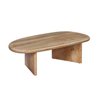 Table Basse Ovale Bois De Manguier Naturel. L 119.5 X P 60 X H 35cm