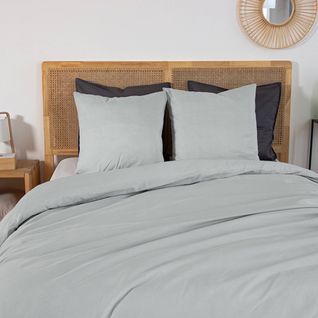 Parure De Lit Percale De Coton 2 Places Étain Skala 240x220cm