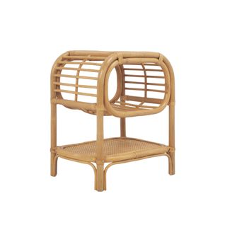 Table De Chevet Rotin Naturel Courbé 1 Étagère 1 Niche L 40 X P 30 X H 50cm - Serang