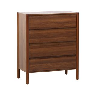 Commode Décor Bois 4 Tiroirs Noyer 80cm - 80 X 40 X 98 Cm - Harmony