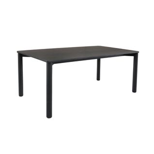 Table à Manger Rectangulaire Bois D'hévéa Et Placage Chêne Noir 6 Places - 180 X 100 X 75 Cm -