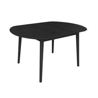 Table à Manger Ovale Extensible Bois D'hévéa Et Placage Chêne Noir 4-6 Places - 110 / 140 X 100 X