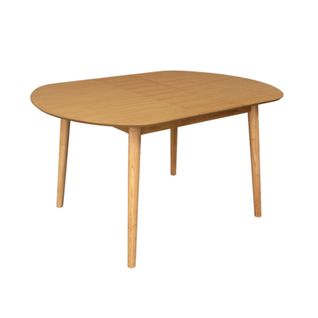 Table à Manger Ovale Extensible Bois D'hévéa Et Placage Chêne Naturel 4-6 Places - 110 / 140 X 100