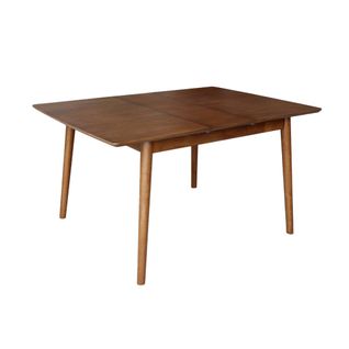 Table à Manger Rectangulaire Extensible Bois D'hévéa Et Placage Chêne Noyer 4-6 Places - 110/140 X
