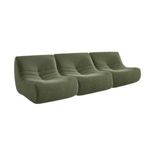 Chauffeuse Tissu Effet Alpaca 3 Places. Kaki. Style Contemporain. L 91 X P 105 X H 72cm