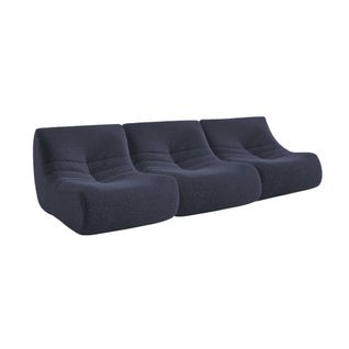 Chauffeuse Tissu Effet Alpaca 3 Places. Bleu Nuit. Style Contemporain. L 91 X P 105 X H 72cm