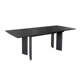Table à Manger Rectangulaire Extensible Bois D'hévéa Et Placage Chêne Noir 6-8 Places 170-210cm -