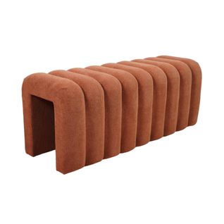 Banc. Bout De Lit Blanc Contemporain En Tissu Orange