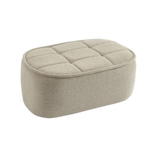 Pouf. Repose-pieds Pour Chauffeuse 1 Place Boni Bouclette Texturée Beige L 91 X P 63 X H 40cm -