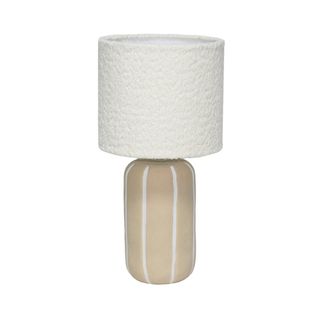 Lampe De Table Intérieur Céramique Greige. Abat-jour Bouclette H 41cm - Roxane